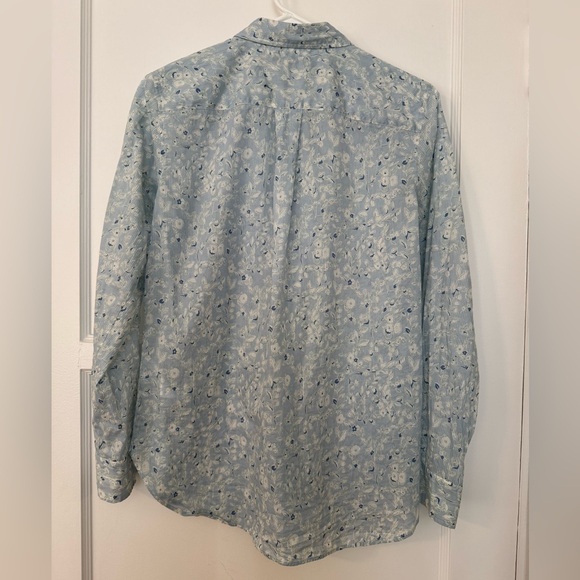 Lauren Ralph Lauren blue floral boho prairie pleated small cotton blouse top - Picture 5 of 10